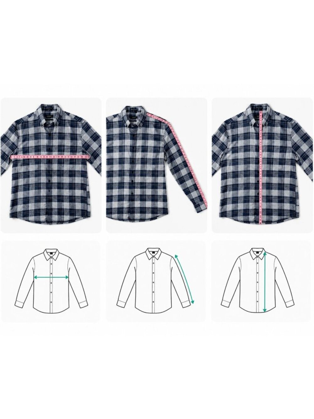 Nordstrom Men’s Shop Slim Fit Plaid Shirt Men’s Medium Blue Gray Button Up - Picture 4 of 4